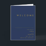 Modern Minimalist Navy Blue | Gold Folded Wedding Program<br><div class="desc">This modern minimalist navy blue | gold folded wedding program is perfect for your classy boho wedding. Its simple, unique abstract design accompanied by a contemporary minimal script and a dark navy blue colour palette gives this product a feel of elegant formal luxury while staying simplistic, chic bohemian. Keep it...</div>