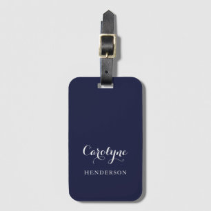Modern Minimalist Navy Blue Luggage Tag
