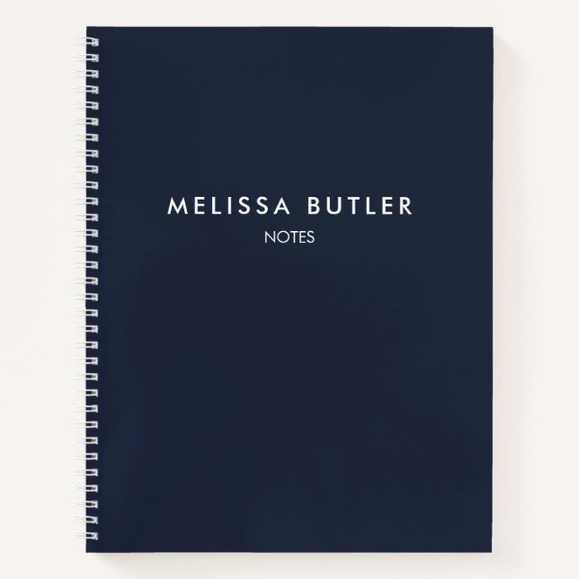 Modern Minimalist Navy Blue Notebook (Front)