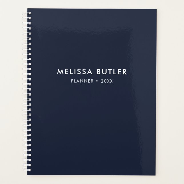 Modern Minimalist Navy Blue Planner (Front)