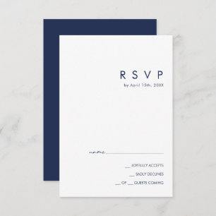 Modern Minimalist Navy Blue RSVP Card