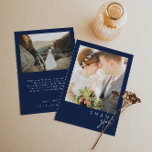 Modern Minimalist Navy Blue | Silver Flat Photo Thank You Card<br><div class="desc">This modern minimalist navy blue | silver flat photo thank you card is perfect for your classy boho wedding. Its simple, unique abstract design accompanied by a contemporary minimal script and a dark navy blue colour palette gives this product a feel of elegant formal luxury while staying simplistic, chic bohemian....</div>