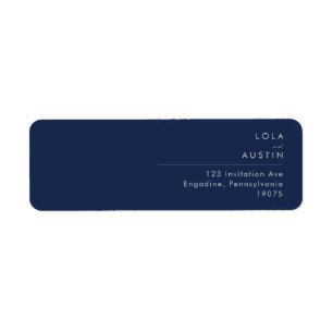 Modern Minimalist Navy Blue Silver Return Address Label