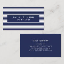 Modern Minimalist Navy Blue Stripes