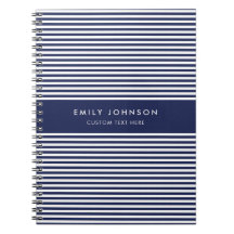 Modern Minimalist Navy Blue Stripes Monogram