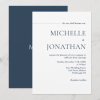Modern Minimalist Navy Blue Text Christian Wedding
