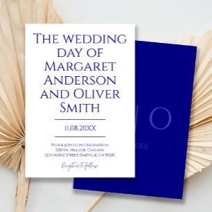 Modern Minimalist Navy Blue Trendy Wedding Invitation
