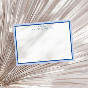 Modern Minimalist Navy Blue Two Border A Note From Card