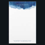 Modern Minimalist Navy Blue Watercolor Splash Stationery<br><div class="desc">Modern and stylish stationery featuring navy blue watercolor splash. Personalise by adding your own details. This stationery will be perfect as a personalised gift.</div>