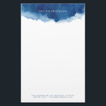 Modern Minimalist Navy Blue Watercolor Splash Stationery<br><div class="desc">Modern and stylish stationery featuring navy blue watercolor splash. Personalise by adding your own details. This stationery will be perfect as a personalised gift.</div>