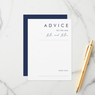 Modern Minimalist Navy Blue Wedding  Advice Card