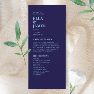 Modern Minimalist Navy Blue Wedding Program