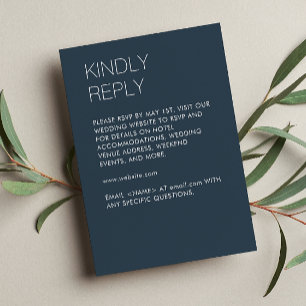 Modern Minimalist Navy Blue Wedding RSVP Card