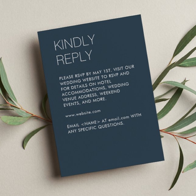 Modern Minimalist Navy Blue Wedding RSVP Card (Creator Uploaded)