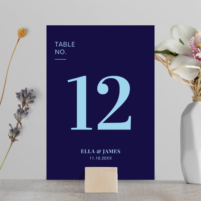 Modern Minimalist Navy Blue Wedding Table Number (Creator Uploaded)