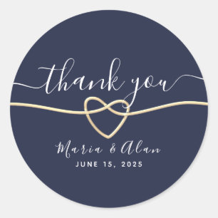 Modern Minimalist Navy Blue Wedding Thank You Classic Round Sticker