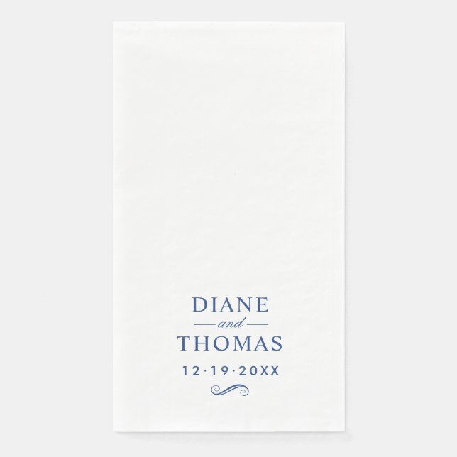 Modern Minimalist Navy Custom Wedding Monogram Napkin (Front)