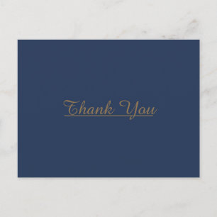 Modern Minimalist   Navy Gold Wedding Thank You Postcard