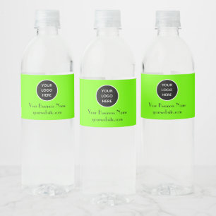 Modern Minimalist Neon Green Custom logo Modern Water Bottle Label