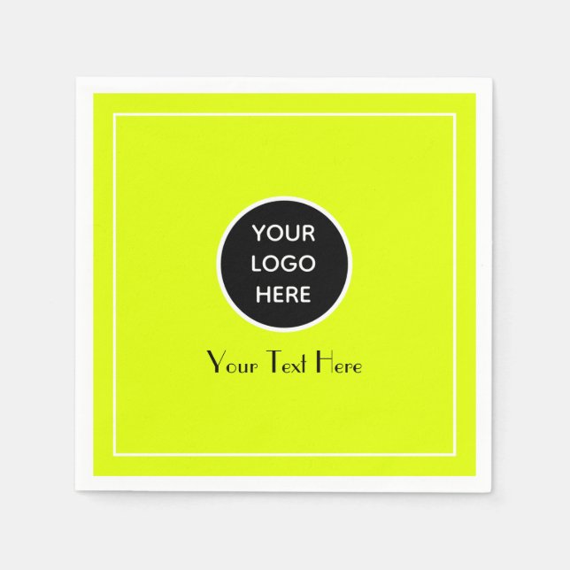Modern Minimalist Neon Yellow Business logo  Napkin (Front)
