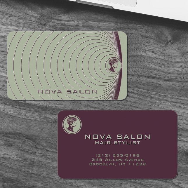 Modern Minimalist Nested Circular Fine Lines  Business Card (Creator Uploaded)