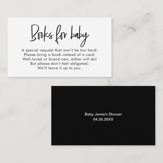Modern Minimalist Neutral Baby Shower Book Request Enclosure Card (Front/Back)