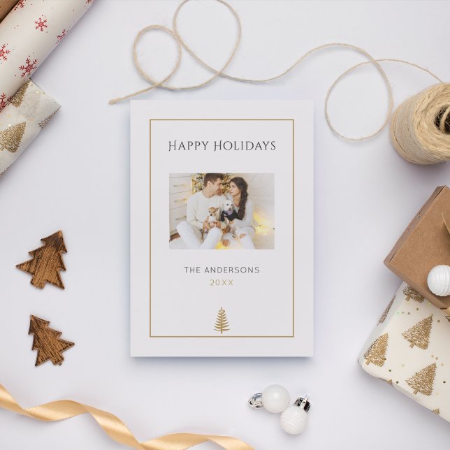 Modern Minimalist Neutral One-Photo Christmas Holiday Card (Modern Minimalist Neutral One-Photo Christmas Holiday Card)