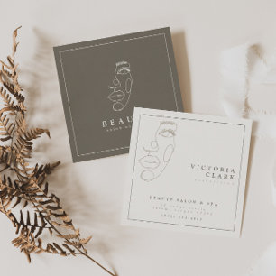 Modern Minimalist Neutral Salon Square Business Card
