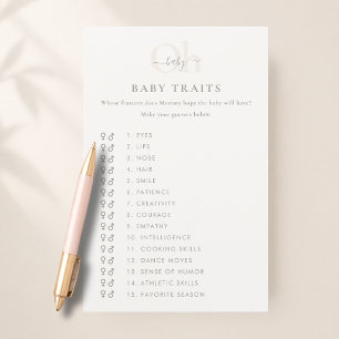 Modern Minimalist Neutral Shower Baby Traits Game