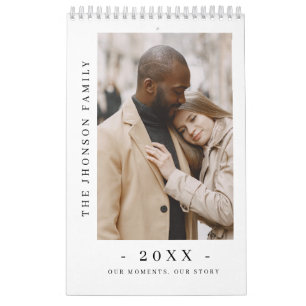 Modern Minimalist New Couple Photo Calendar