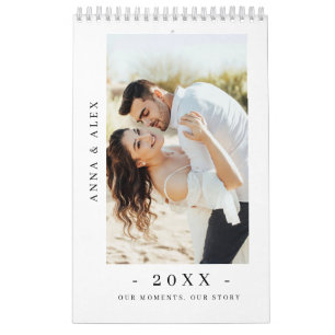 Modern Minimalist New Couple Photo Calendar