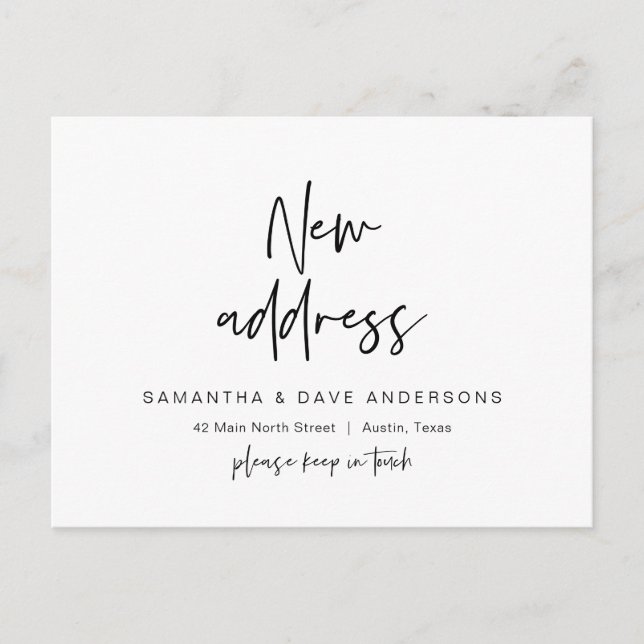Modern minimalist, New Home Address Announcement Postcard (Front)