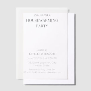 Modern Minimalist New Home Housewarming Party  Vellum Invitations