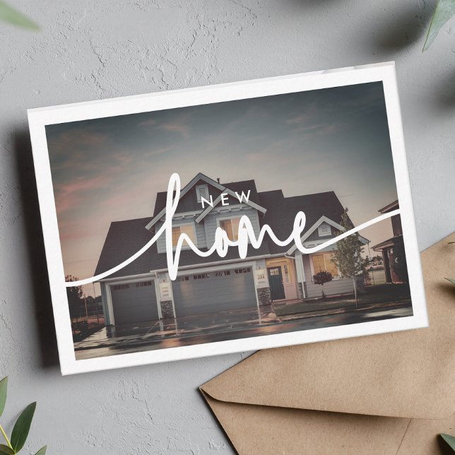 Modern Minimalist New Home Script Photo Card (Creator Uploaded)