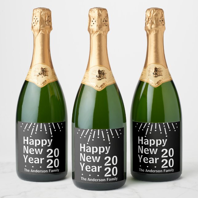 Modern Minimalist New Year's Party Sparkling Wine Label (Bottles)