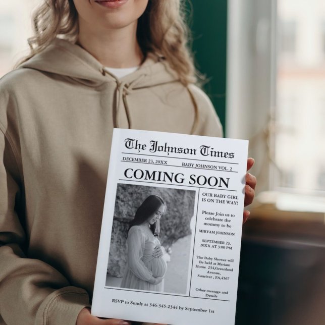 Modern Minimalist Newspaper Pregnancy announcement (Creator Uploaded)
