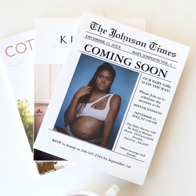 Modern Minimalist Newspaper Pregnancy announcement (Creator Uploaded)