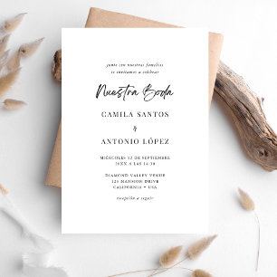 Modern Minimalist Nuestra Boda Spanish Wedding Invitation