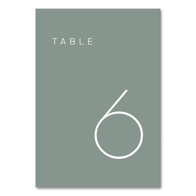 Modern Minimalist Olive Green Table Number  Table  (Front)