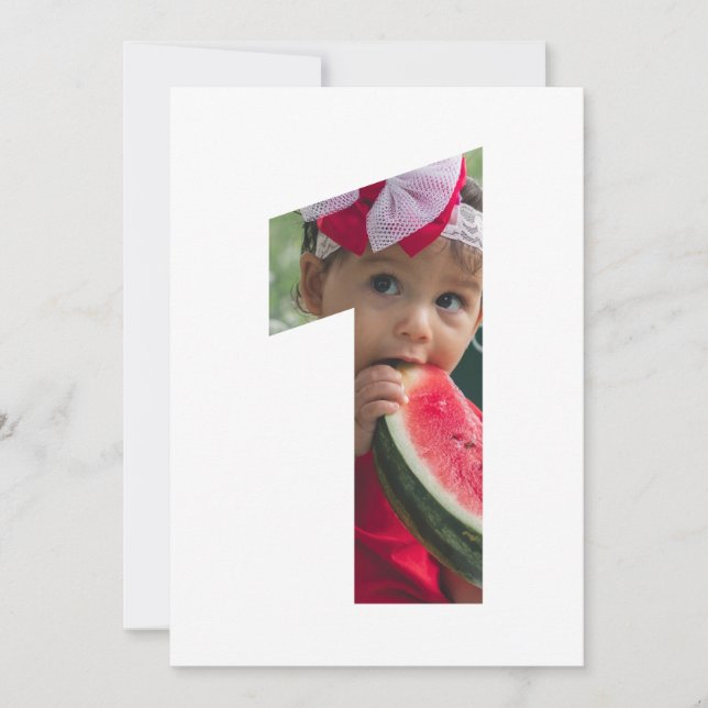 Modern Minimalist One Custom Photo 1st Birthday Invitation (Front)