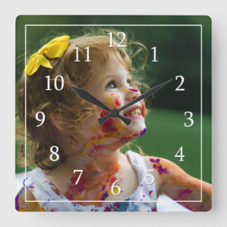 Modern Minimalist One Large Photo Personalised Square Wall Clock