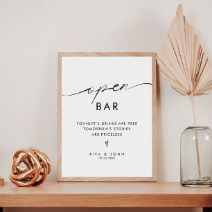 Modern Minimalist Open Bar Wedding Sign