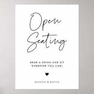 Modern Minimalist Open Seating Wedding Poster