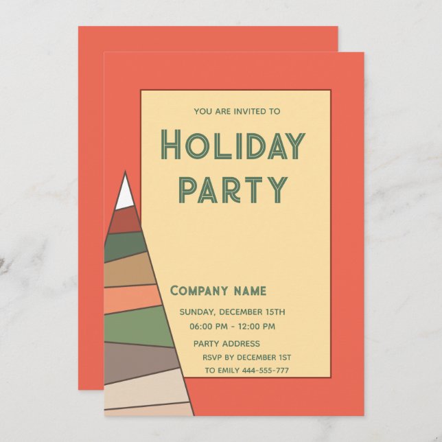 Modern minimalist orange fun holiday party  invitation (Front/Back)