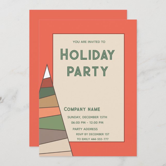 Modern minimalist orange fun holiday party  invitation (Front/Back)