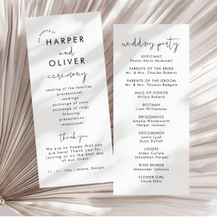 Modern Minimalist Order Of Events Wedding Program
