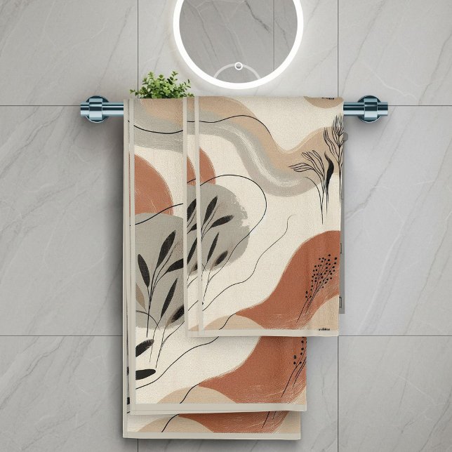 Modern Minimalist Organic Abstract Shapes Pattern Bath Towel Set (Creator Uploaded)
