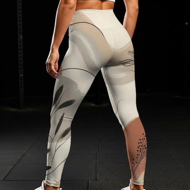 Modern Minimalist Organic Abstract Shapes Pattern Leggings (Creator Uploaded)