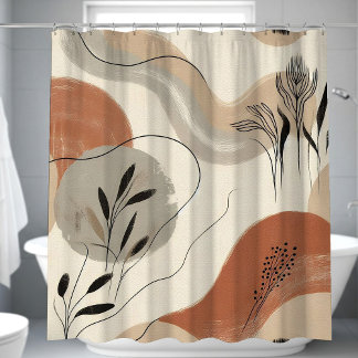 Modern Minimalist Organic Abstract Shapes Pattern Shower Curtain
