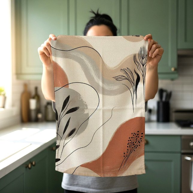 Modern Minimalist Organic Abstract Shapes Pattern Tea Towel (Creator Uploaded)